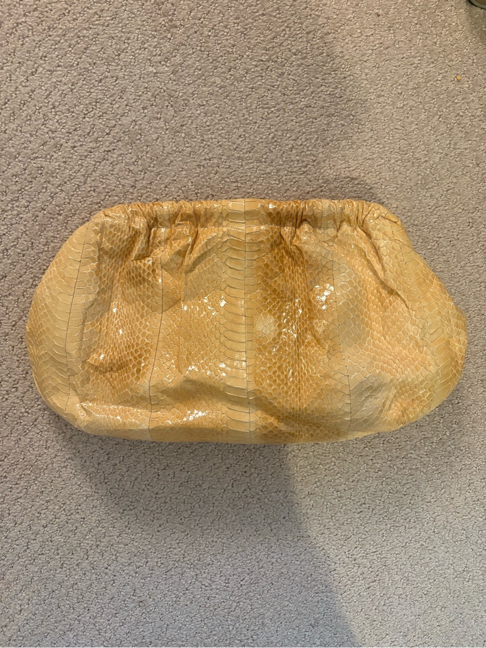 J. Renee Beige Snake Embossed Frame Clutch Crossbody Bag